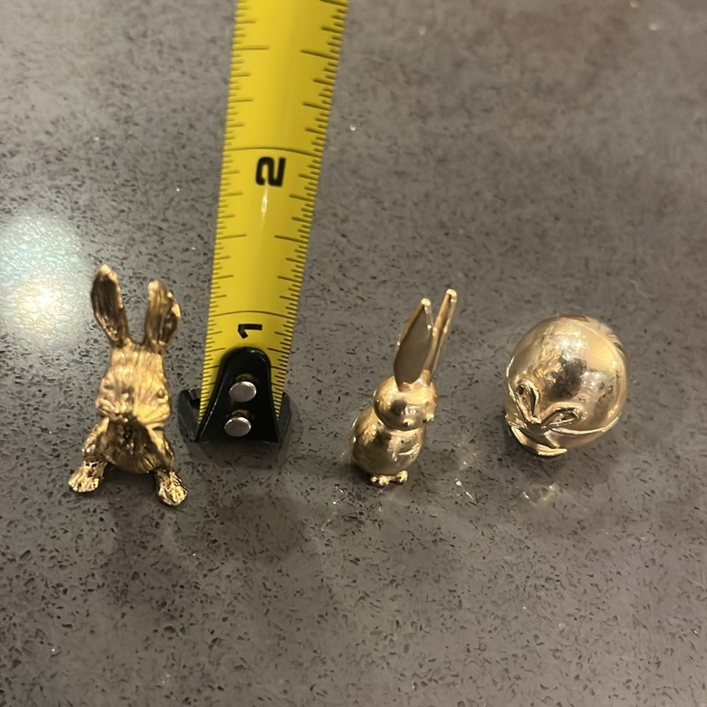 Vintage Brass Bunny & Egg Miniature Figurines - Picture 15 of 15